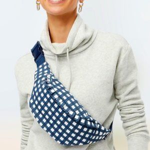 J. Crew Navy Gingham Ruffle Belt Bag